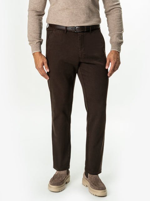 Pantaloni Chino Barbati Maro Cafeniu Bumbac Cu Tencel BMan0130