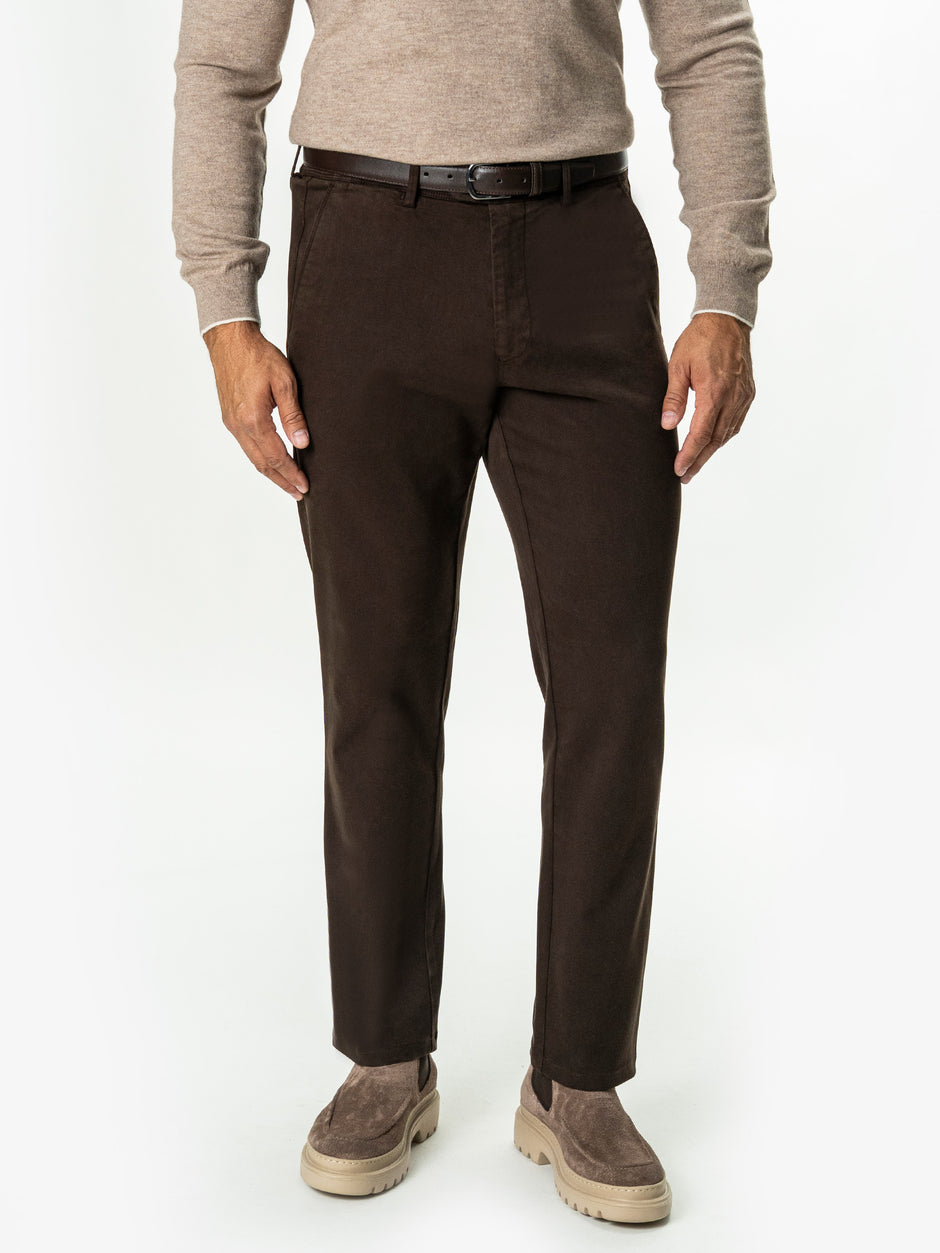 Pantaloni Chino Barbati Maro Cafeniu Bumbac Cu Tencel BMan0130 (1)