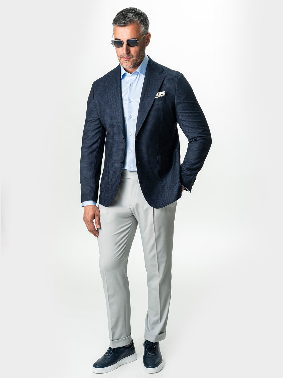 Sacou Smart Casual Barbati Bleumarin In Carouri All Season BMan0035 (2)