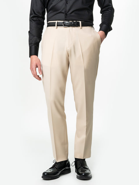 Pantaloni Barbati Crem Deschis Smart Casual Din Stofa Lana Sarto BMan700