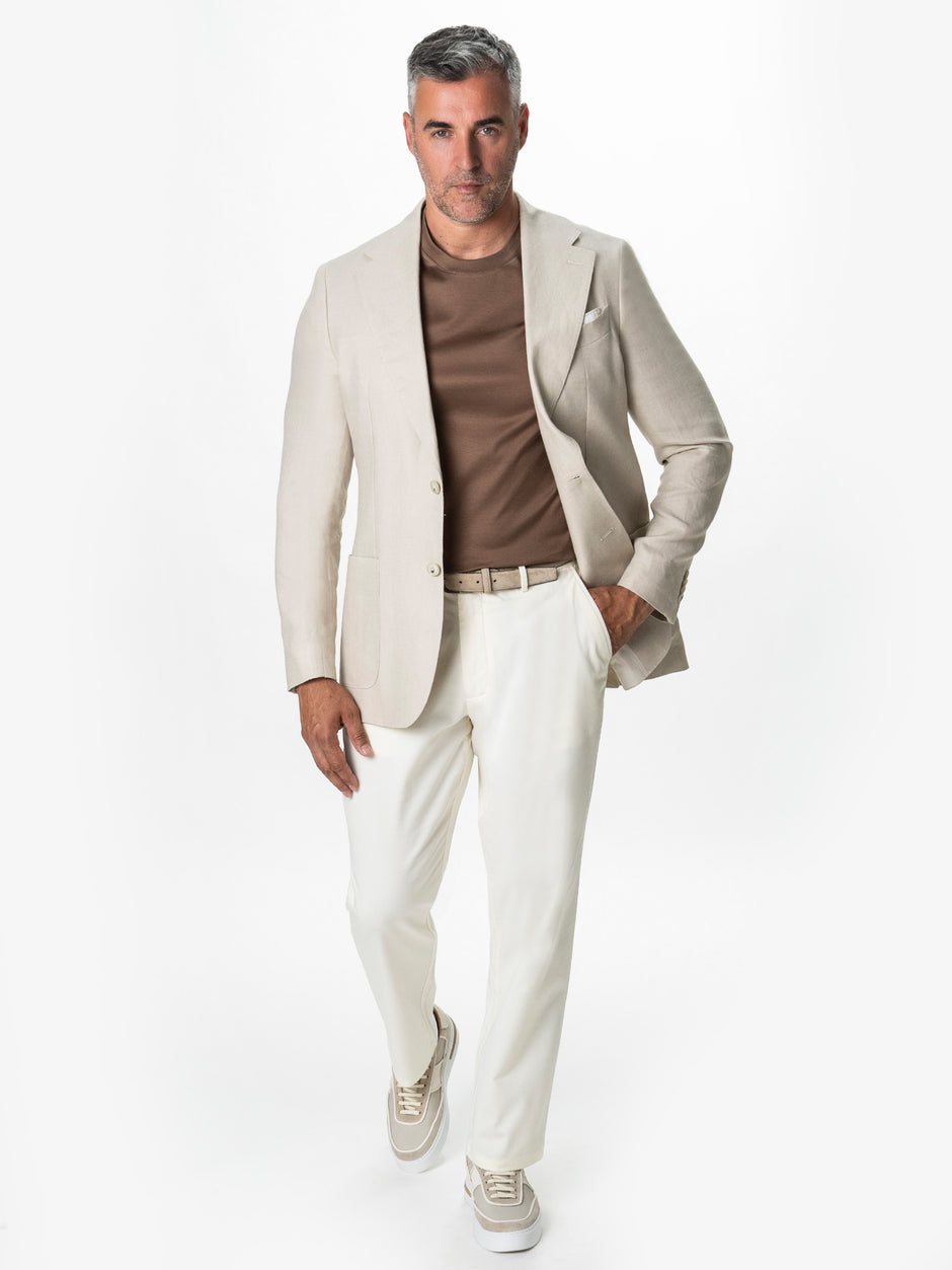 Pantaloni Chinos Barbati Crem 100% Bumbac Bman0003 (4)