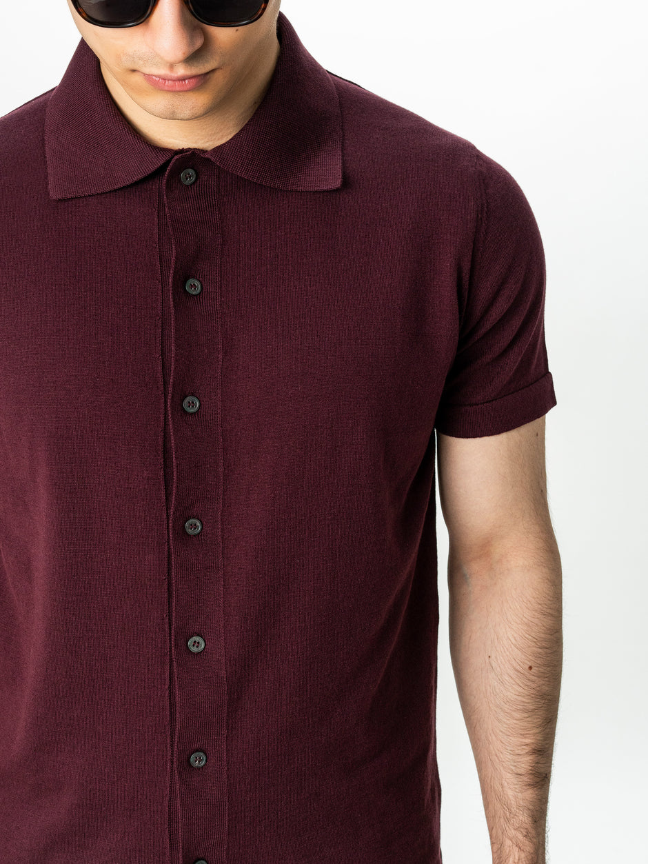 Tricou Rosu Bordo Barbati De Vara Cu Nasturi Guler Polo Bman291 (6)