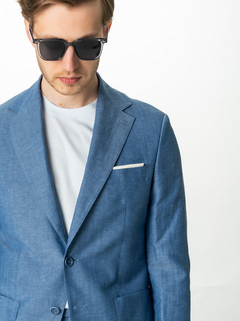 Costum In Natural 100% Vitale Barberis Albastru Ocean Barbati De Vara BMan387 (9)