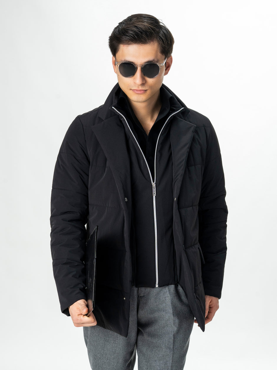 Camasa Barbati Neagra Bumbac Stretch Guler One Piece Spread BMan0404 (7)