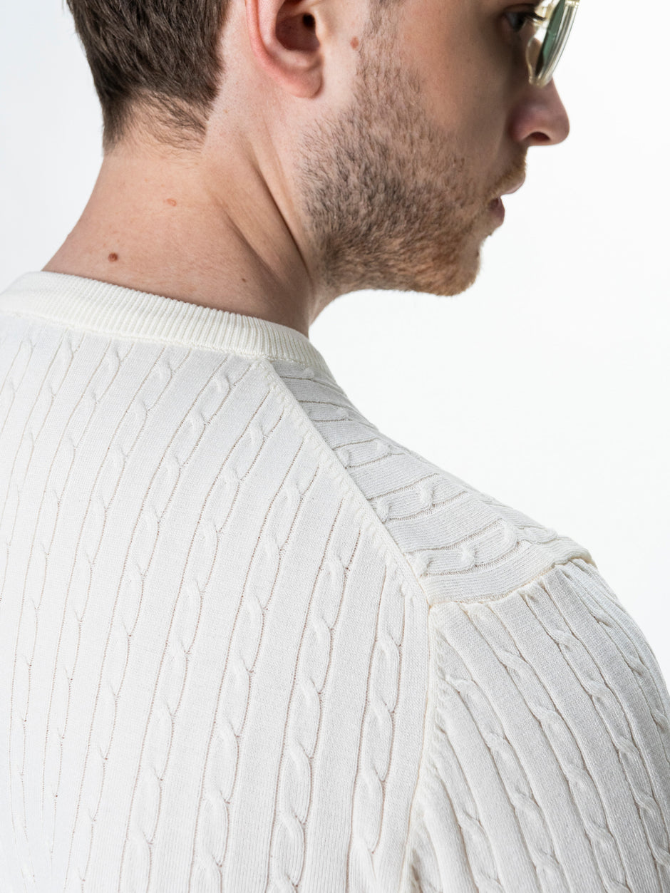 Tricou Barbati Off White Model Torsada Guler Rotund BMan0104 (6)