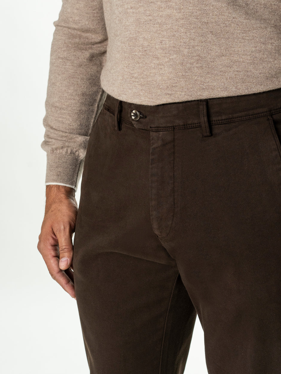 Pantaloni Chino Barbati Maro Cafeniu Bumbac Cu Tencel BMan0130 (6)