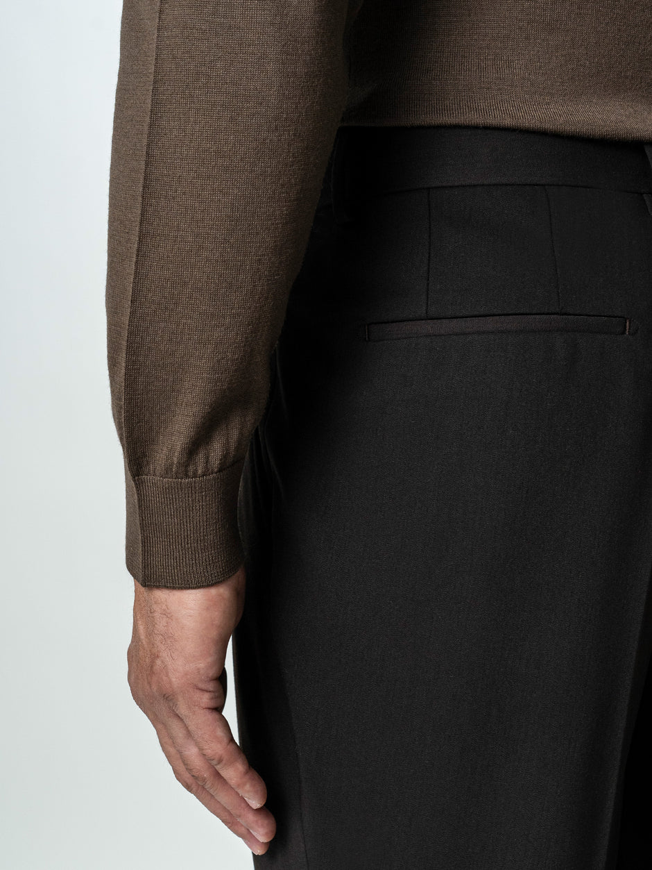 Pantaloni Eleganti Barbati Cafenii Din Lana Pentru Toamna BMan0103 (5)