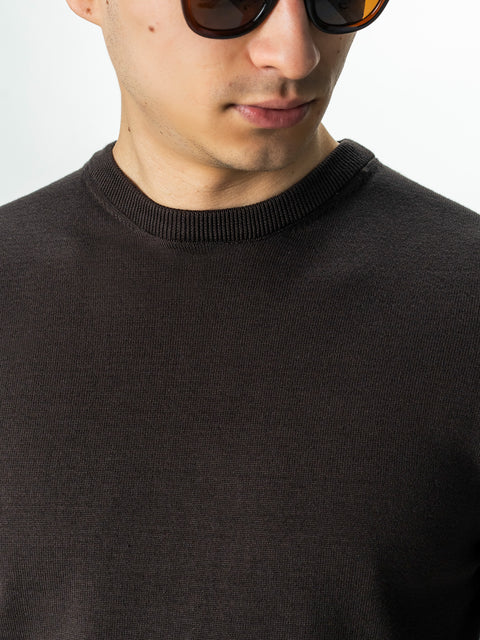 Pulover Barbati Guler Rotund Maro Inchis 100% Bumbac BMan0008