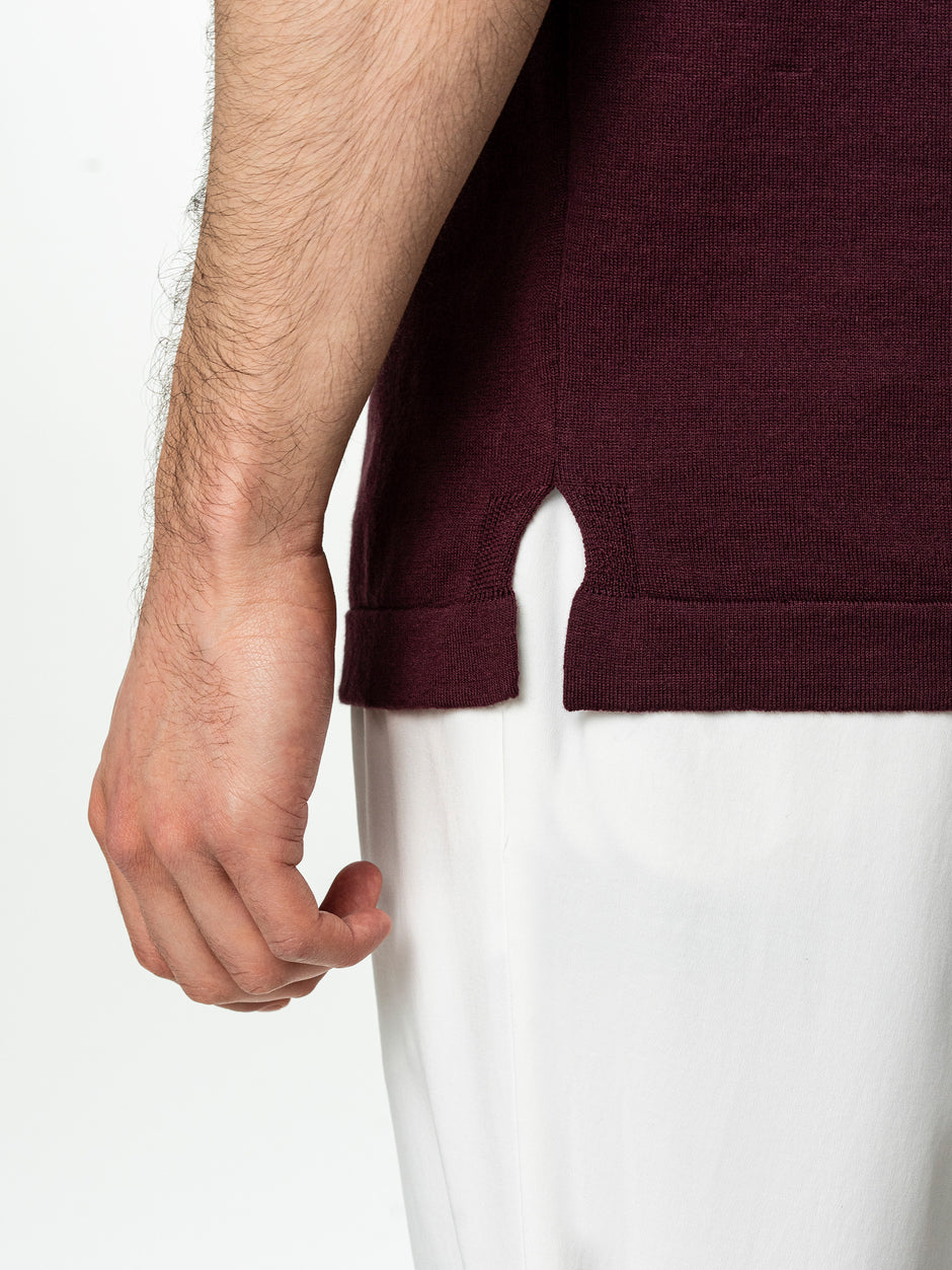Tricou Rosu Bordo Barbati De Vara Cu Nasturi Guler Polo Bman291 (8)