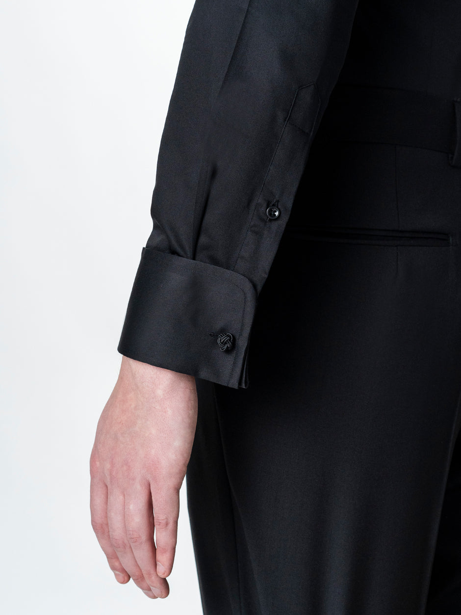 Camasa Neagra de Ceremonie cu Manseta Dubla si Fenta BMan0081 (9)