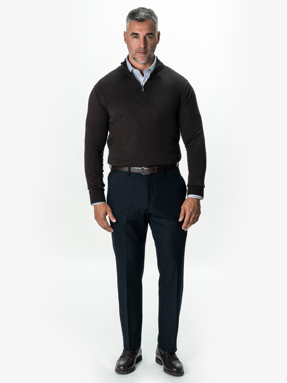 Pantaloni Eleganti Barbati Bleumarin din Lana BMan0110 (2)