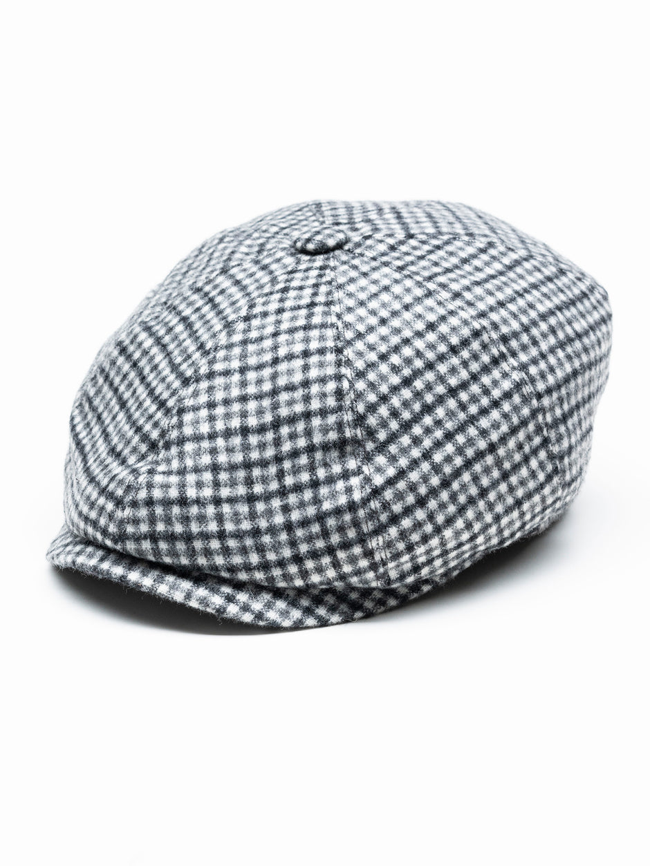 Sapca Barbati Newsboy Gri & Negru Houndstooth Shelby Design Tip Basca De Iarna Gotti BMan0006 (1)