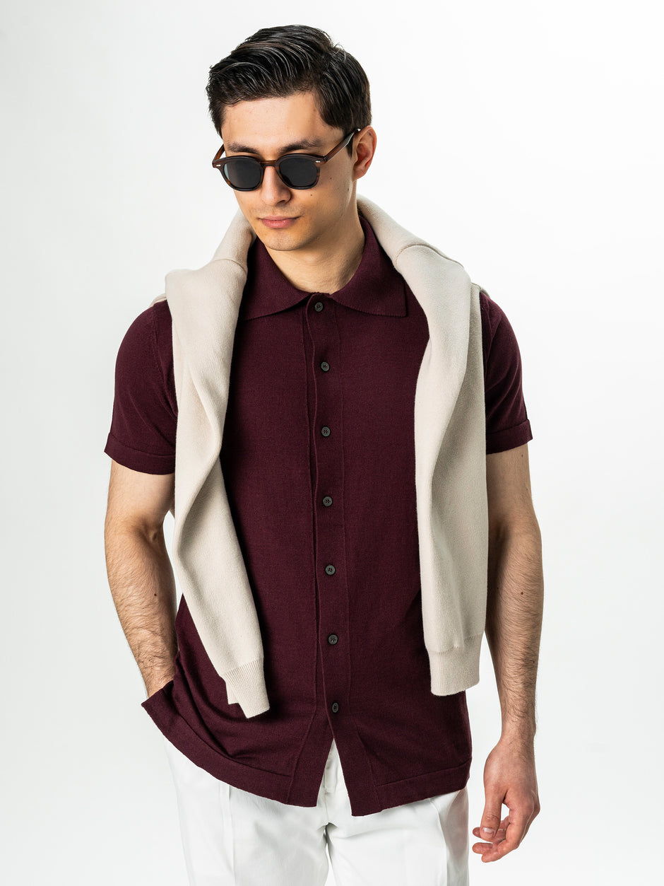 Tricou Rosu Bordo Barbati De Vara Cu Nasturi Guler Polo Bman291 (4)