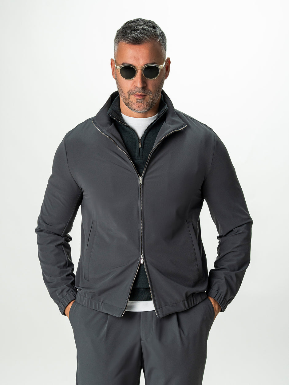 Jacheta Barbati Gri Deschis Din Material Tehnic Elastic BMan0006 (4)