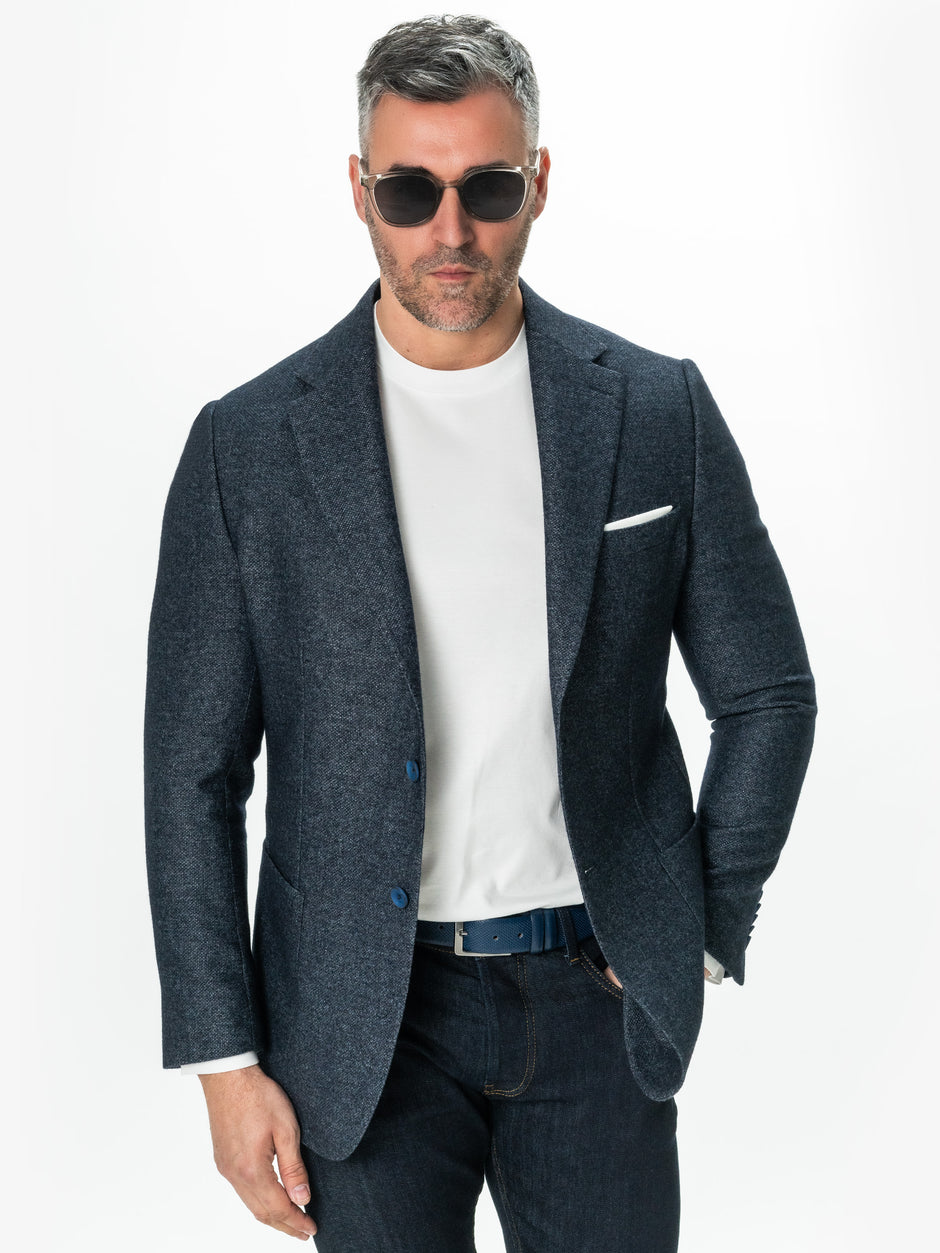 Sacou Barbati Albastru Bleumarin Lana Oxford Flanel BMan0009 (7)