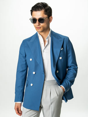 Sacou Doua Randuri Barbati Bleu 100% Lana Vitale Barberis BMan0057