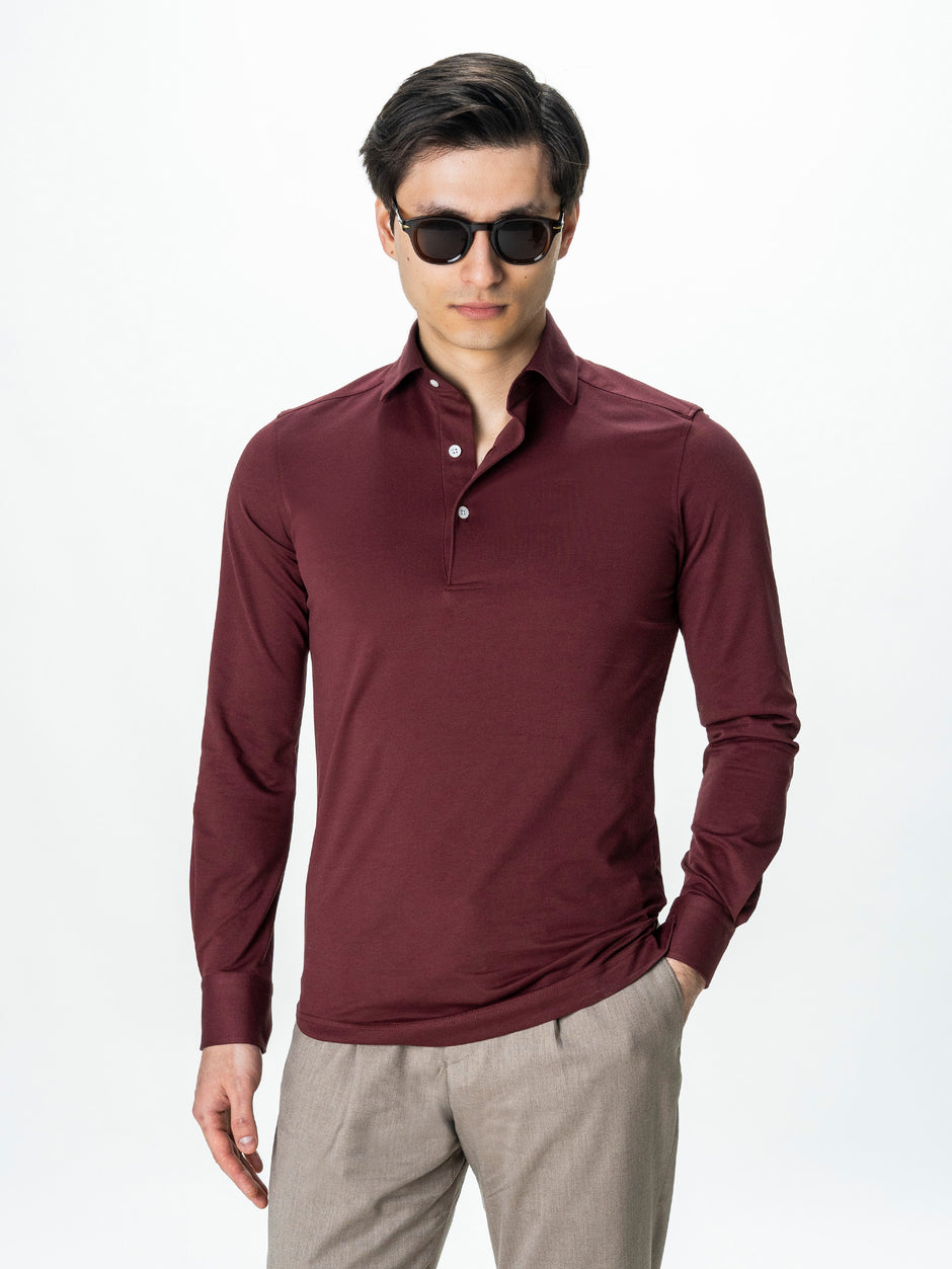 Camasa Barbati Premium Bordo Guler Polo din 100% Bumbac BMan0076 (1)