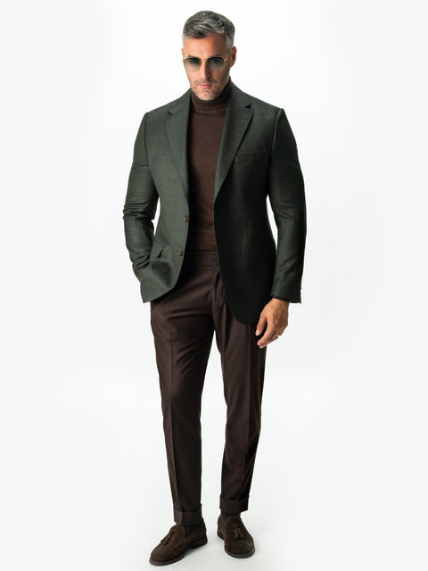 Sacou Bărbați Office & Smart Casual Verde Inchis Flanel 100% Lana Vitale Barberis Toamna Iarna BMan0010 (5)