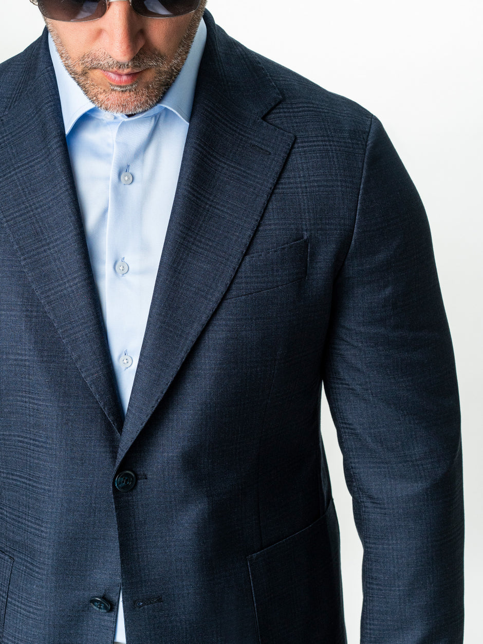 Sacou Smart Casual Barbati Bleumarin In Carouri All Season BMan0035 (5)