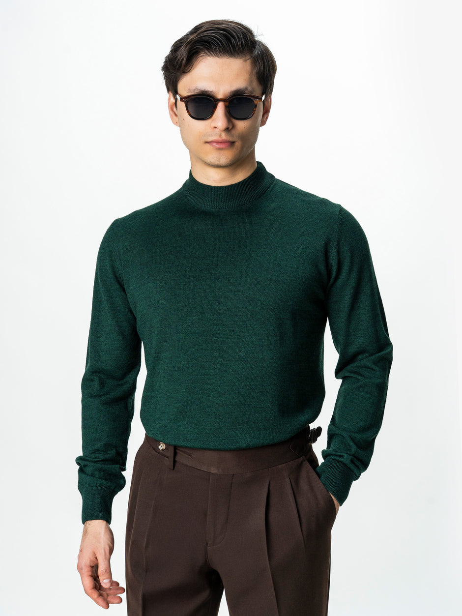 Pulover Barbati Tip Semi Helanca Verde Din Lana Merinos BMan0050 (5)