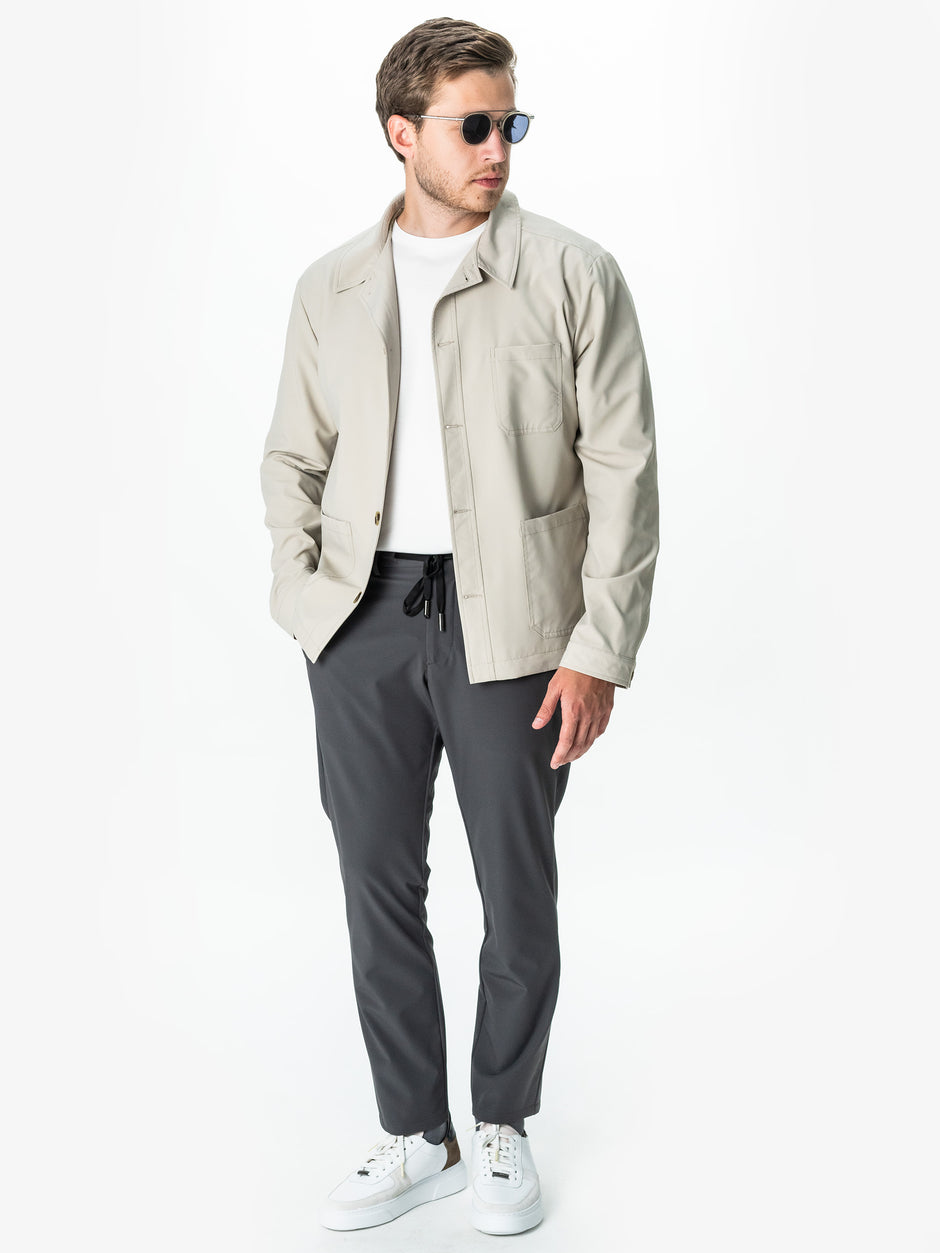 Jacheta Barbati Crem Flexo Camasa Tip Overshirt Barbati BMan0049 (8)