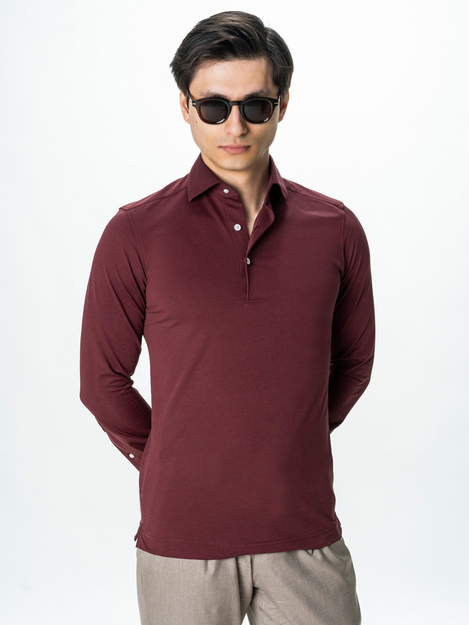 Camasa Barbati Premium Bordo Guler Polo din 100% Bumbac BMan0076 (4)