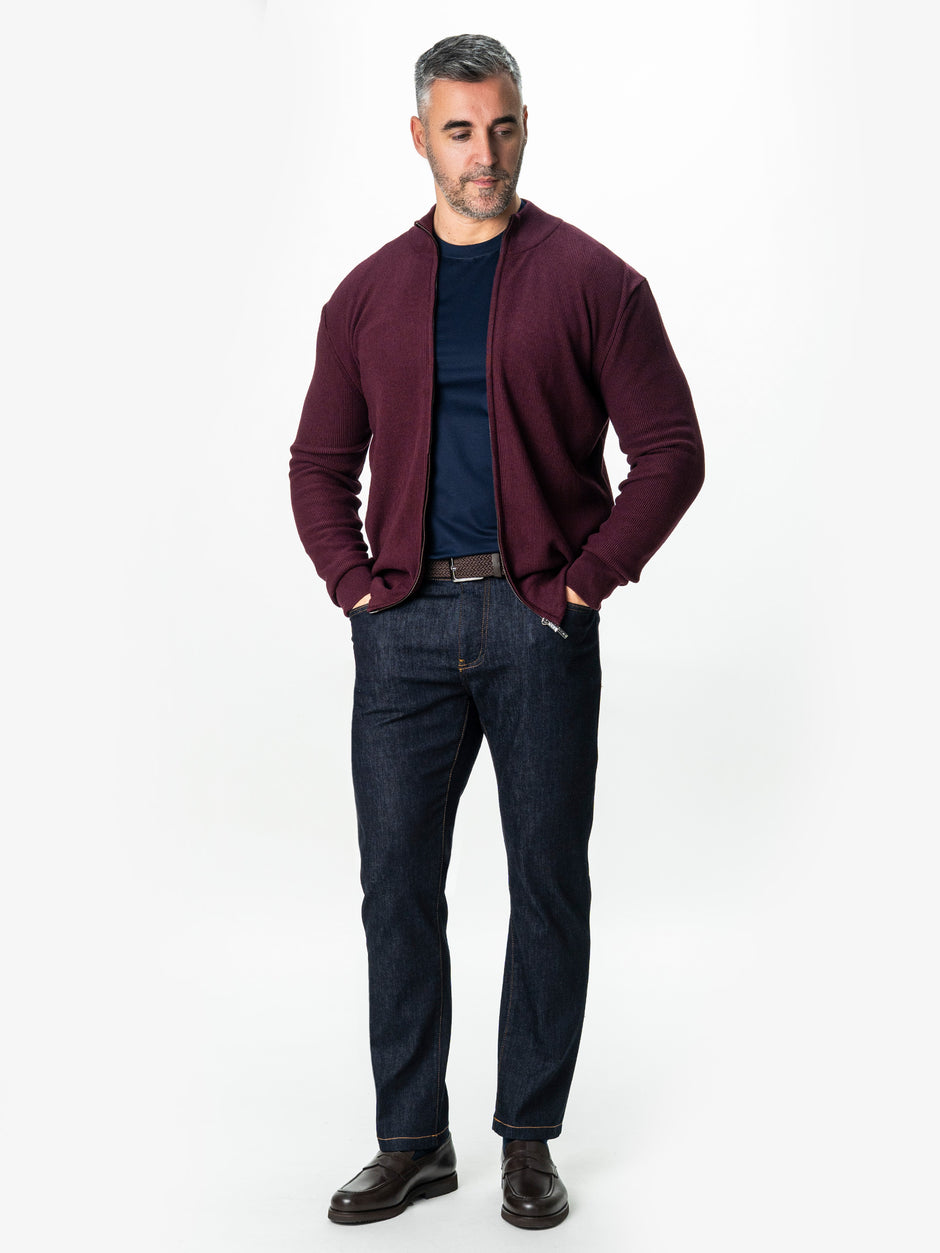 Pulover Barbati Bordo Cu Fermoar 100% Bumbac BMan0029 (9)