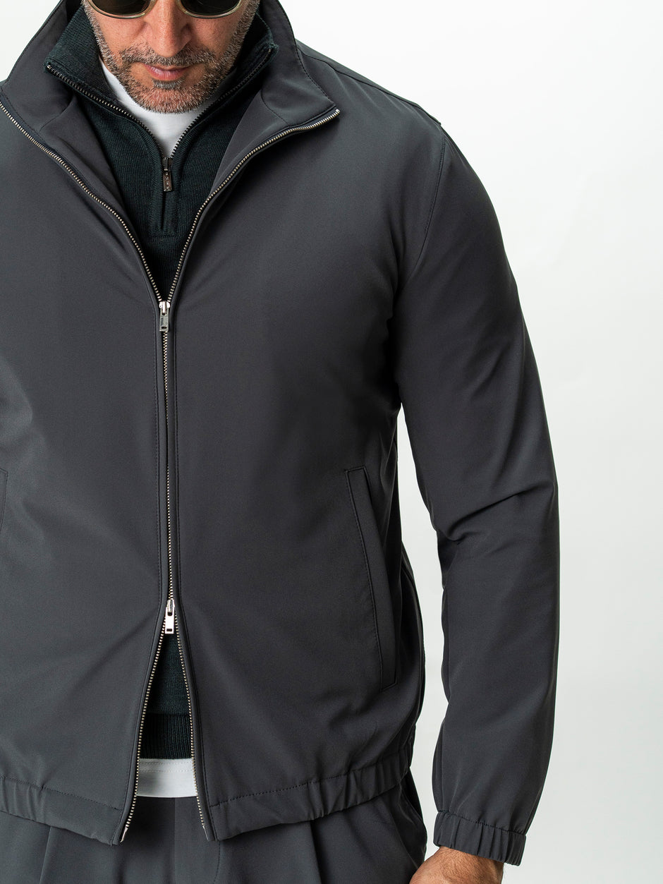 Jacheta Barbati Gri Deschis Din Material Tehnic Elastic BMan0006 (5)