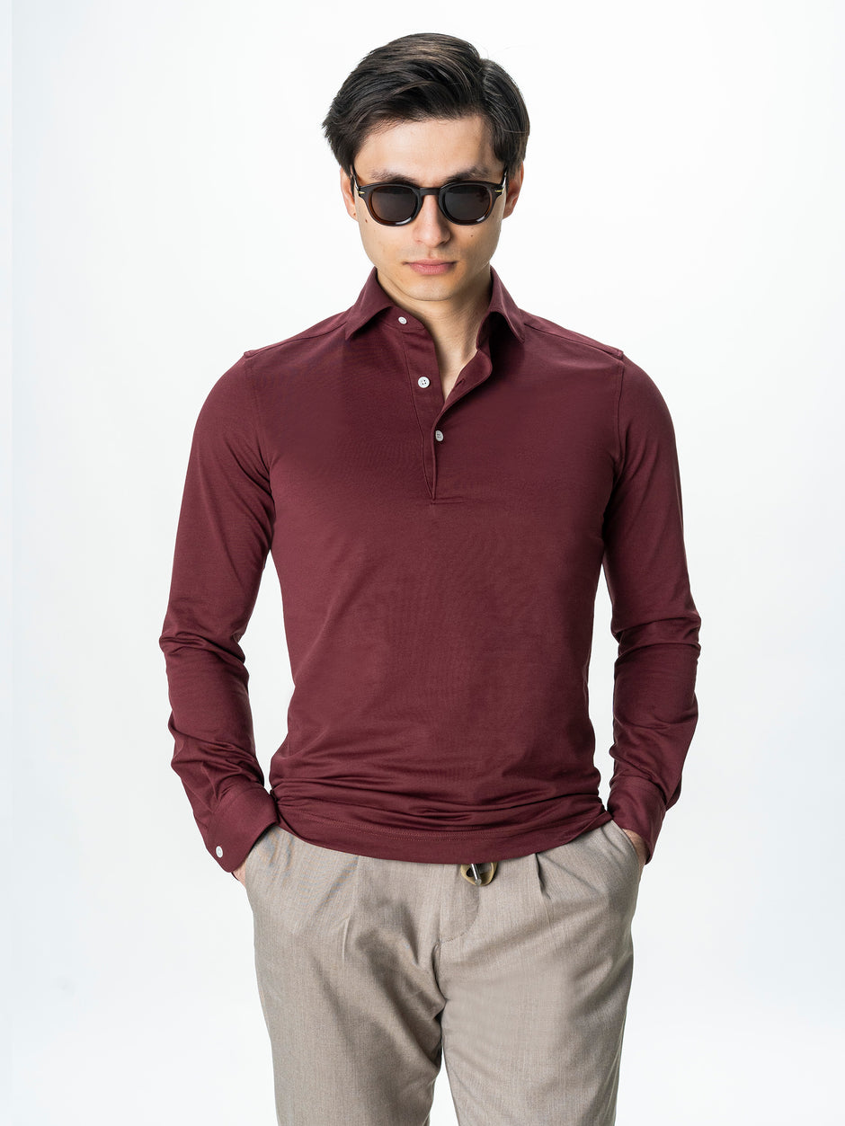 Camasa Barbati Premium Bordo Guler Polo din 100% Bumbac BMan0076 (5)