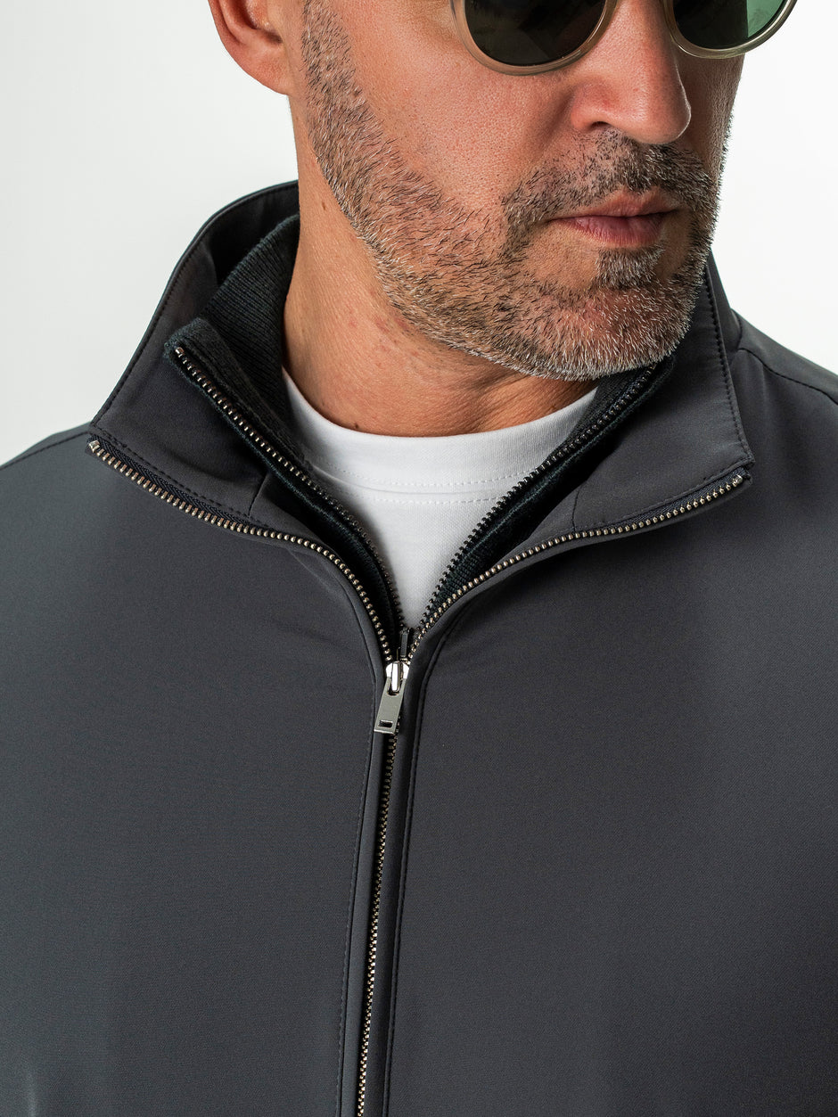 Jacheta Barbati Gri Deschis Din Material Tehnic Elastic BMan0006 (3)