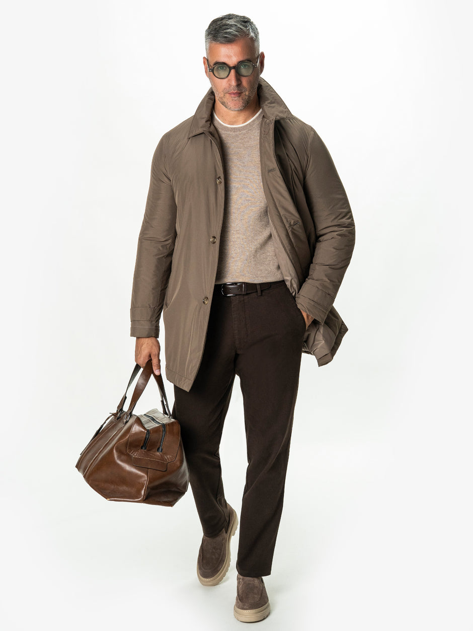 Pantaloni Chino Barbati Maro Cafeniu Bumbac Cu Tencel BMan0130 (2)