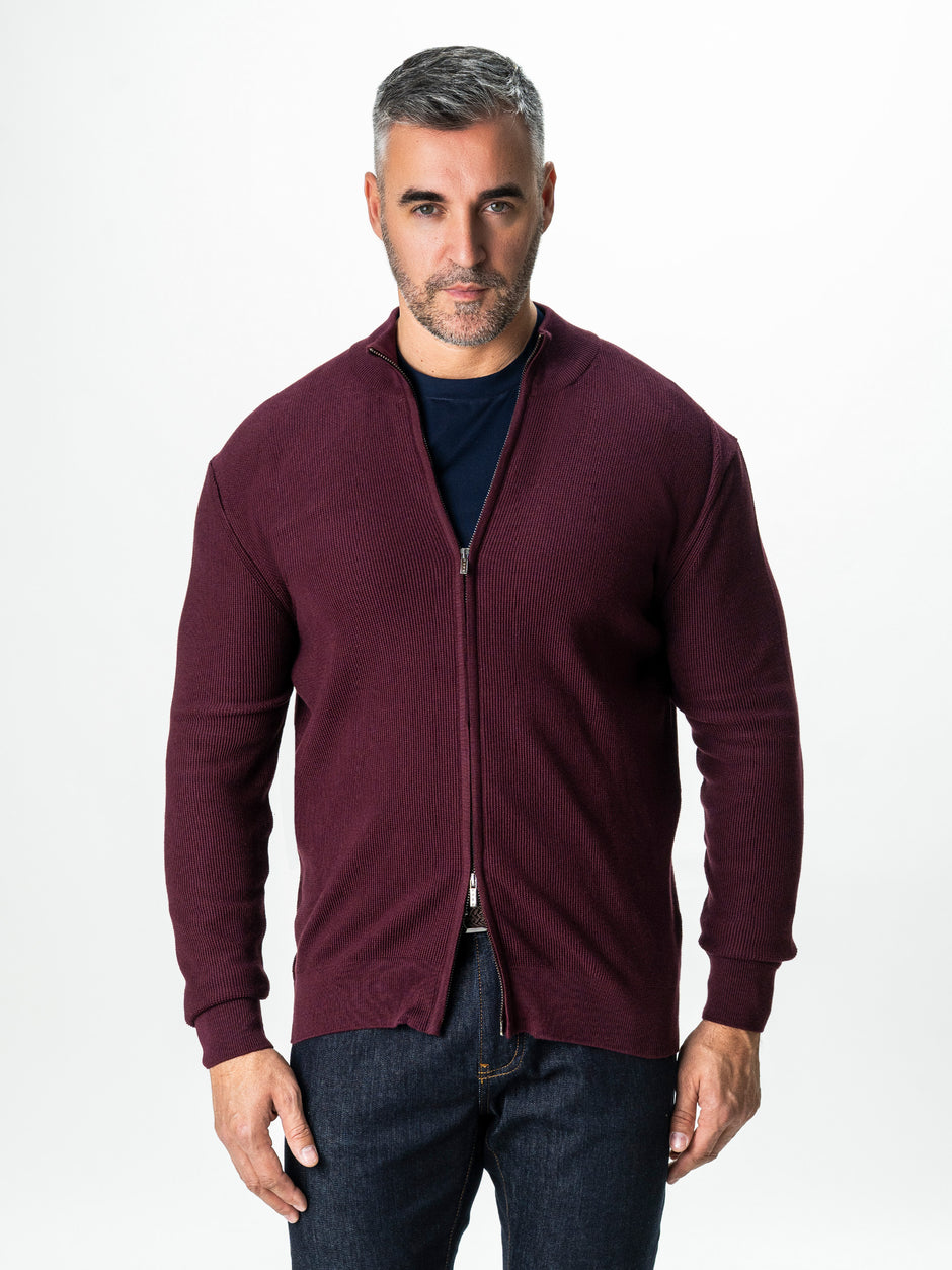 Pulover Barbati Bordo Cu Fermoar 100% Bumbac BMan0029 (6)