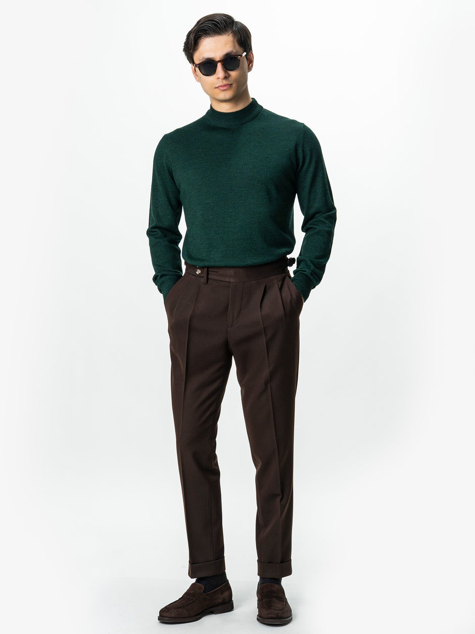 Pulover Barbati Tip Semi Helanca Verde Din Lana Merinos BMan0050 (4)