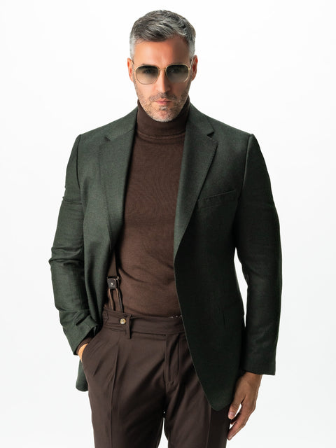 Sacou Bărbați Office & Smart Casual Verde Inchis Flanel 100% Lana Vitale Barberis Toamna Iarna BMan0010 (9)