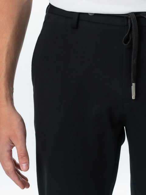 Pantaloni Negri Casual Premium Flexo Cu Snur Barbati Bumbac Tip Rayon BMan718 (3)
