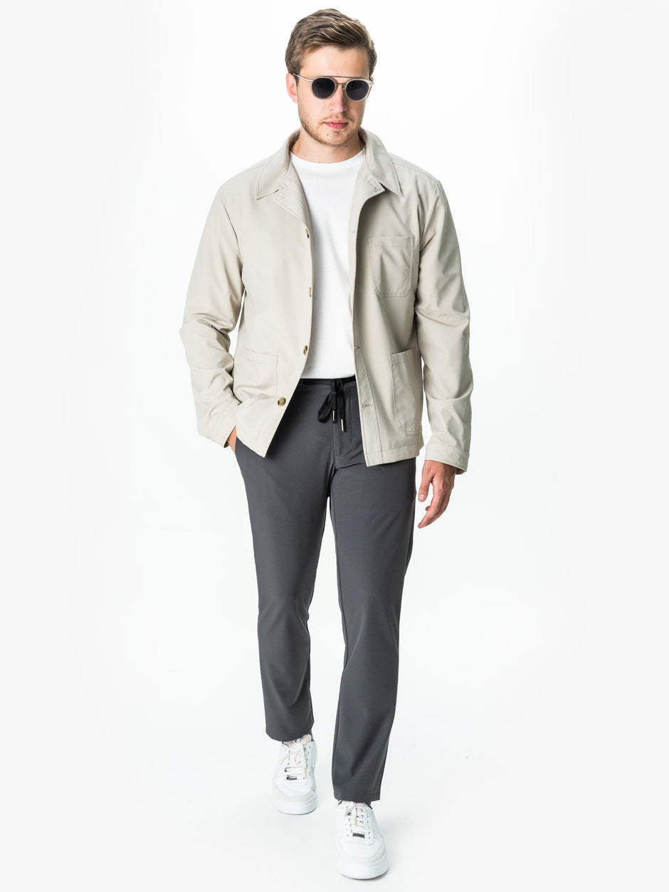 Jacheta Barbati Crem Flexo Camasa Tip Overshirt Barbati BMan0049 (2)