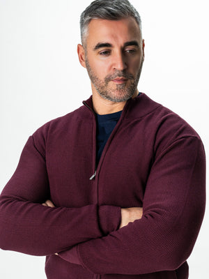 Pulover Barbati Bordo Cu Fermoar 100% Bumbac BMan0029