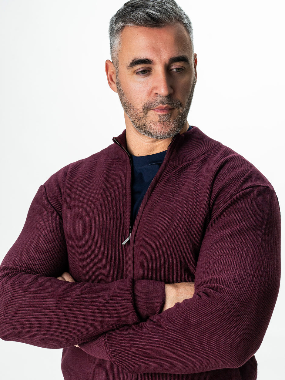 Pulover Barbati Bordo Cu Fermoar 100% Bumbac BMan0029 (1)