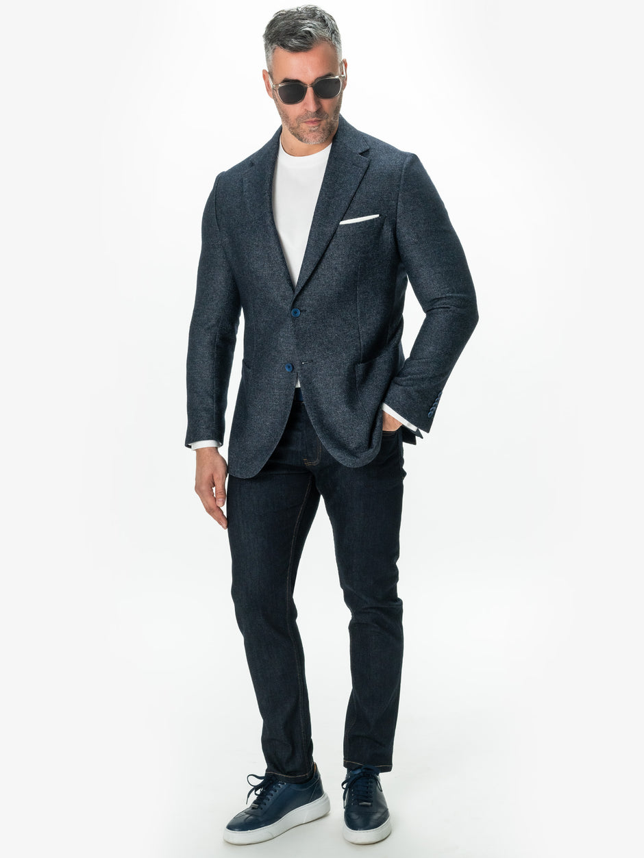 Sacou Barbati Albastru Bleumarin Lana Oxford Flanel BMan0009 (6)