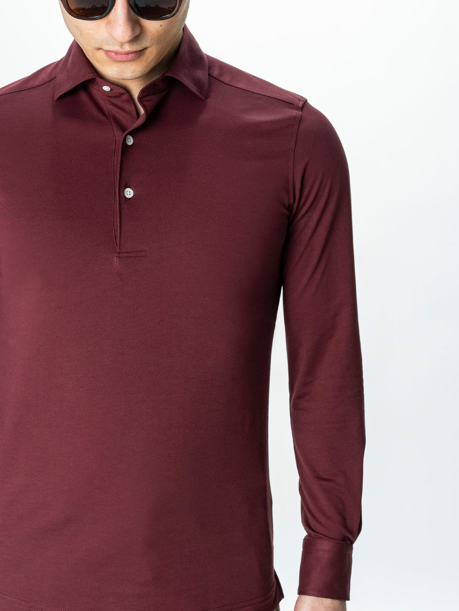 Camasa Barbati Premium Bordo Guler Polo din 100% Bumbac BMan0076 (6)