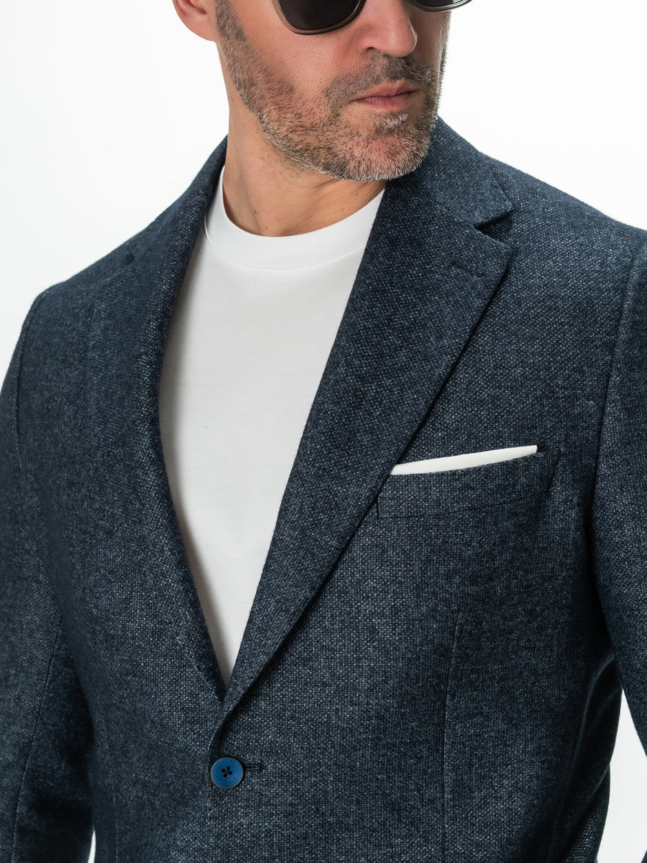 Sacou Barbati Albastru Bleumarin Lana Oxford Flanel BMan0009 (3)