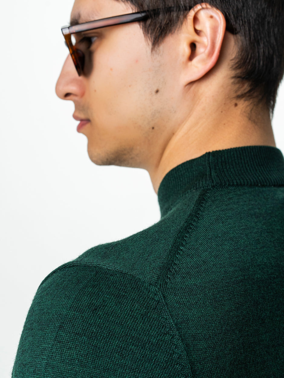 Pulover Barbati Tip Semi Helanca Verde Din Lana Merinos BMan0050 (6)
