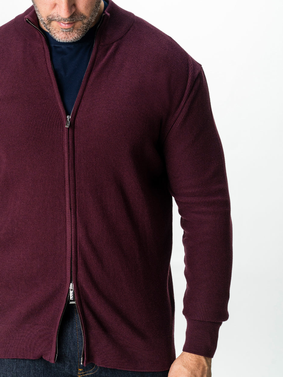 Pulover Barbati Bordo Cu Fermoar 100% Bumbac BMan0029 (4)