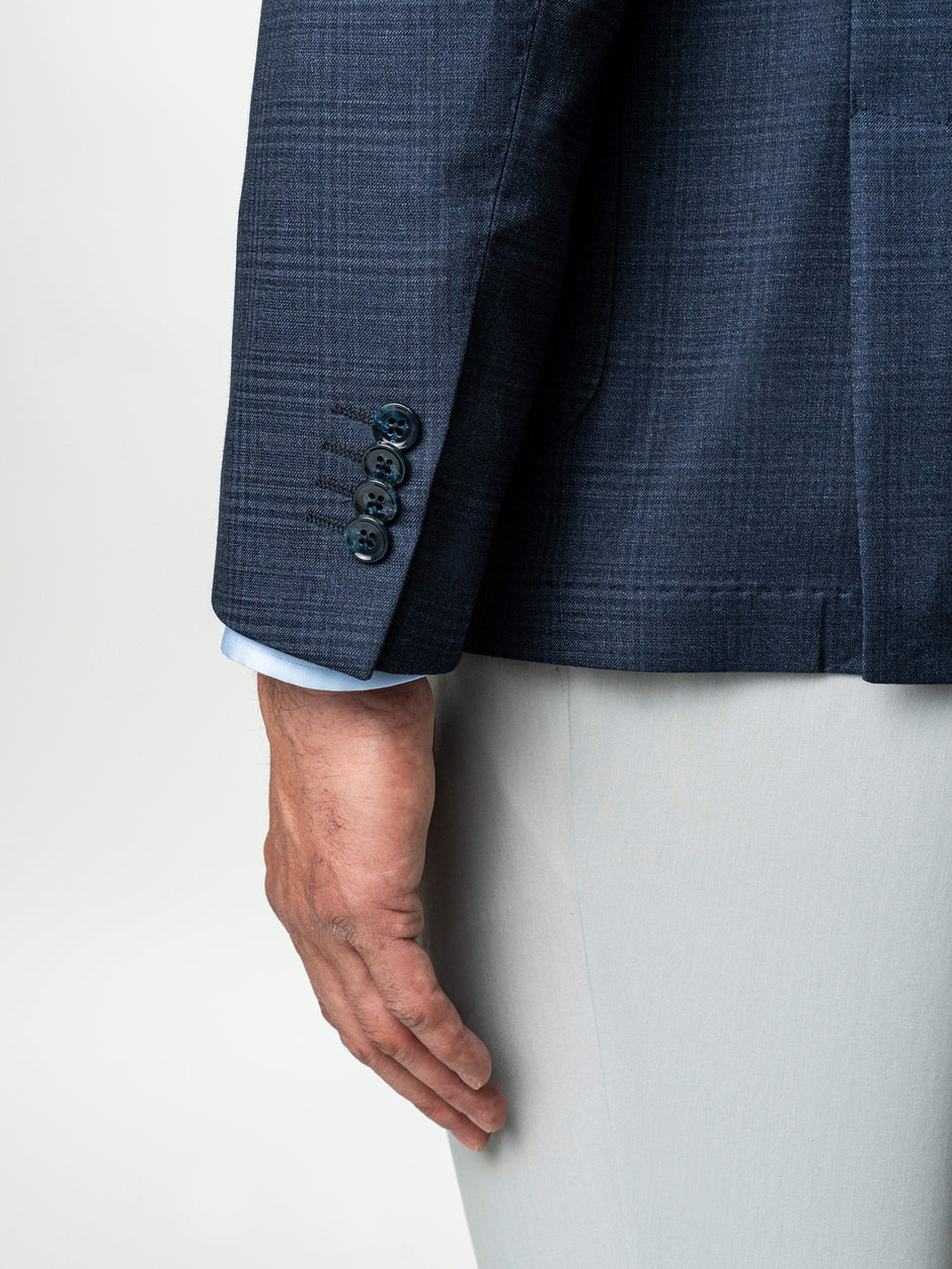 Sacou Smart Casual Barbati Bleumarin In Carouri All Season BMan0035 (7)