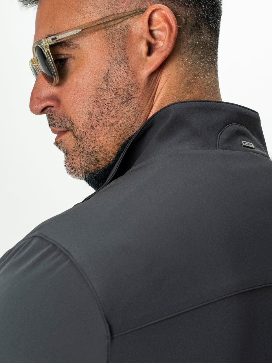 Jacheta Barbati Gri Deschis Din Material Tehnic Elastic BMan0006 (7)