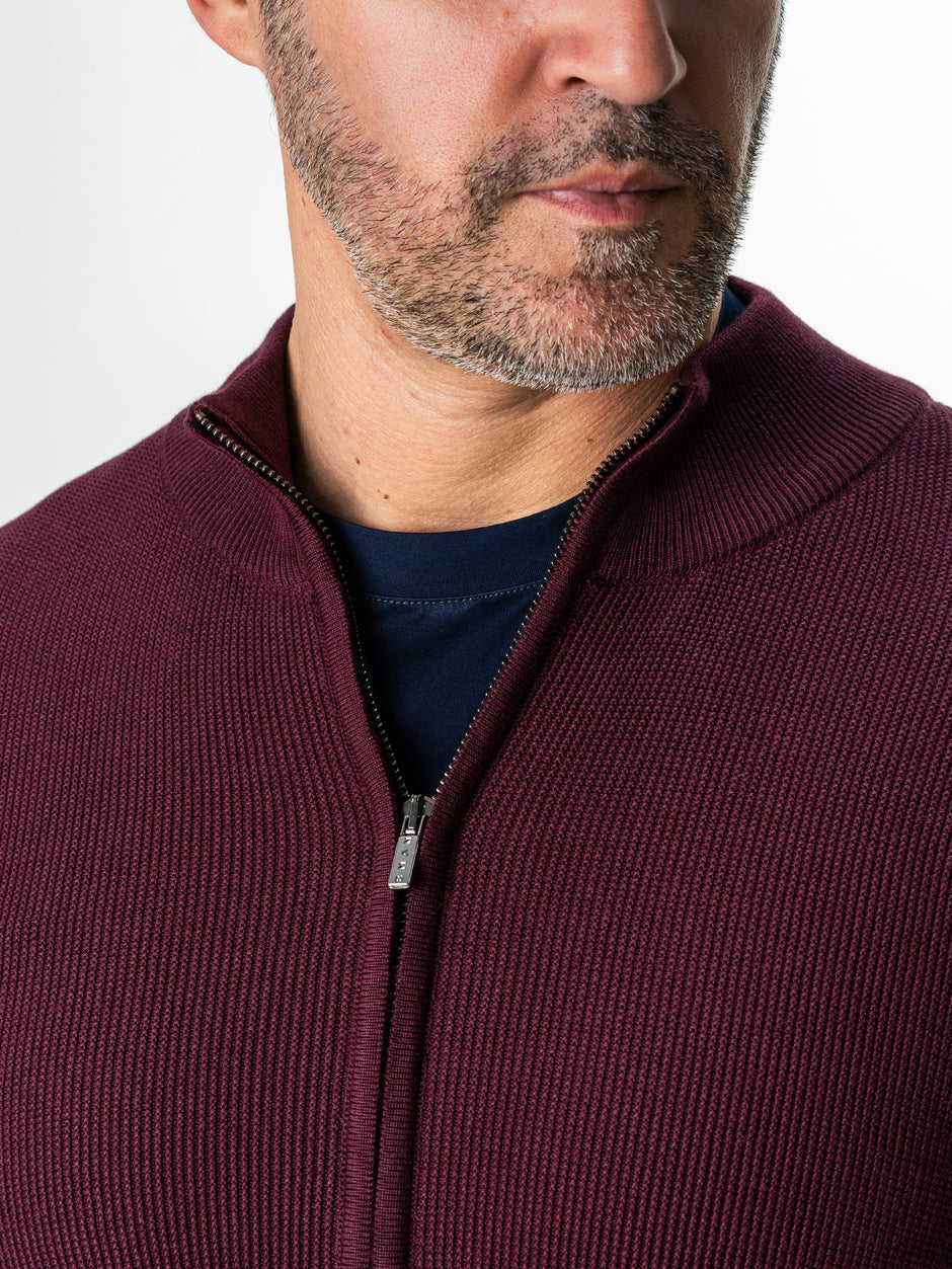 Pulover Barbati Bordo Cu Fermoar 100% Bumbac BMan0029 (8)