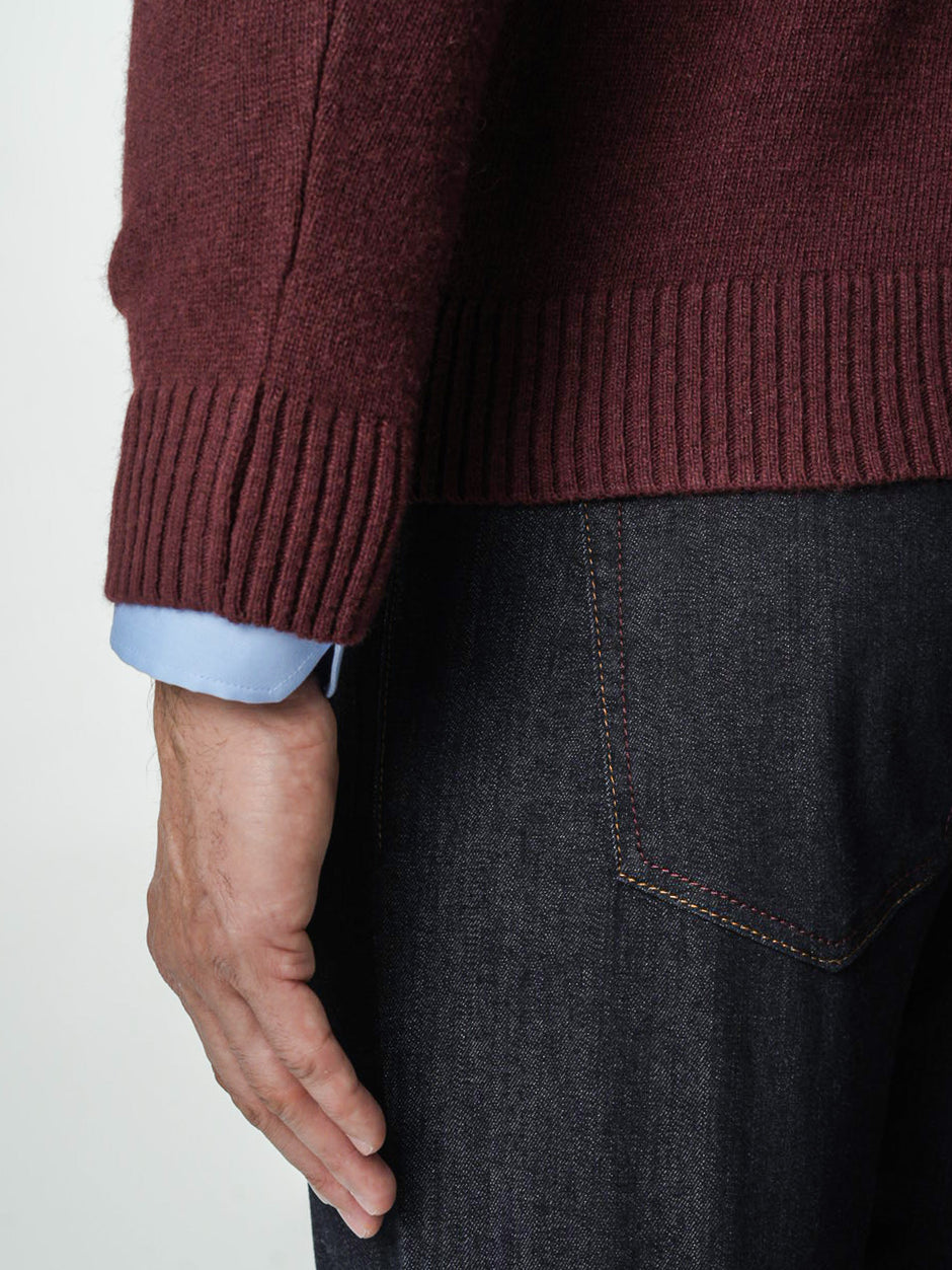 Pulover Bordo Barbati 100% Lana Lambswool Cu Fermoar BMan0027 (9)