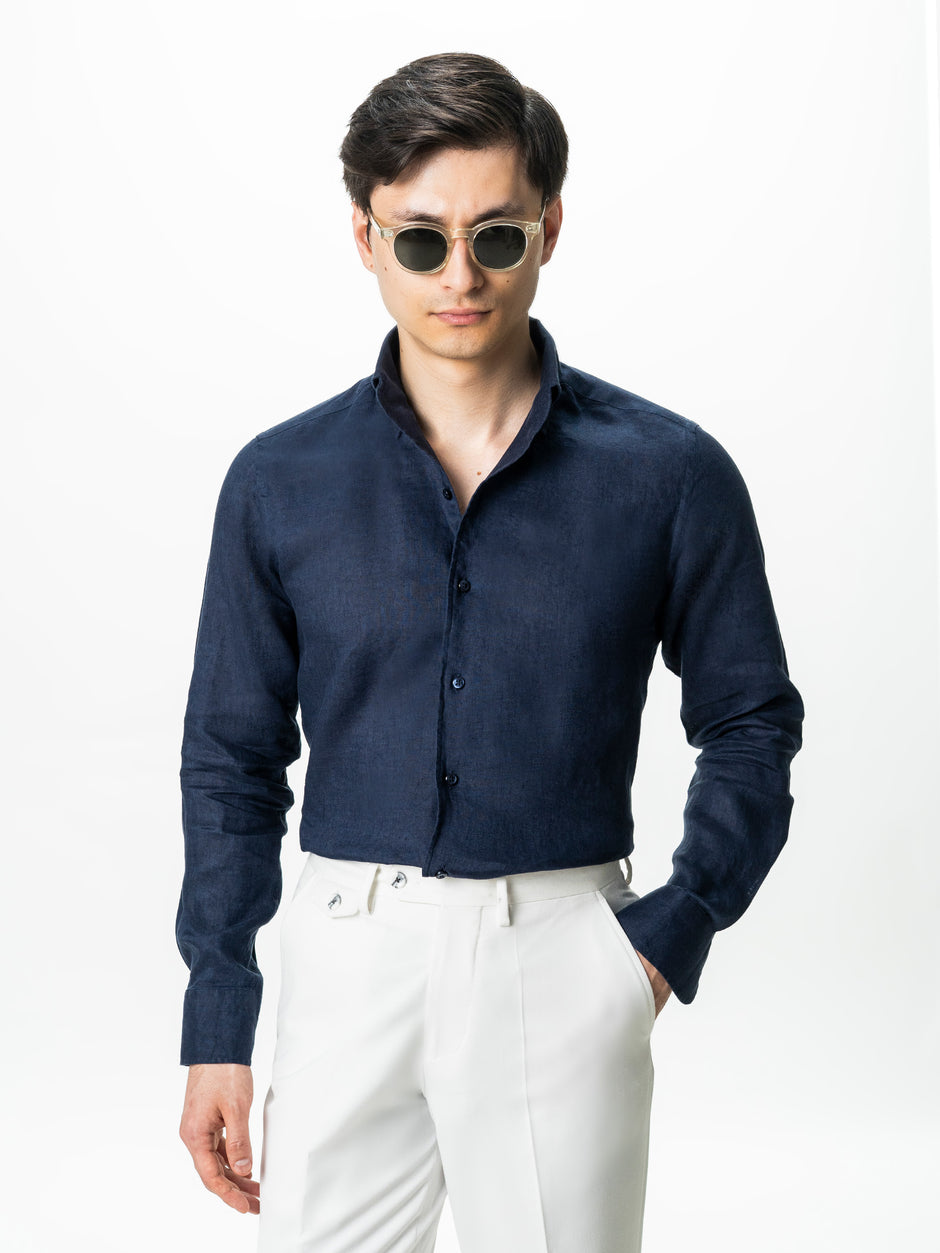 Camasa Barbati Bleumarin Premium 100% In Guler One Piece BMan0078 (6)