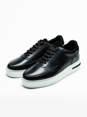 Pantofi Casual Barbati Negri Sneakers 100% Piele Naturala BMan0357