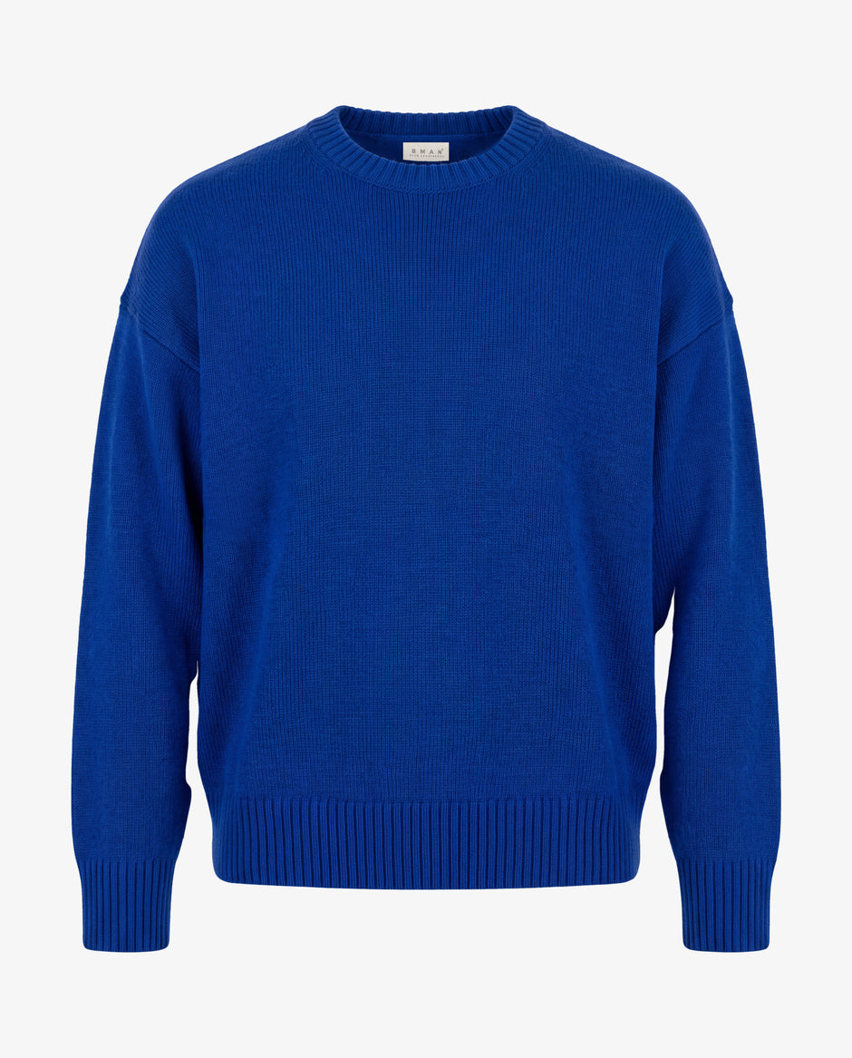 Pulover Barbati Albastru Indigo Oversize 100% Lana Lambswool BMan0033 (6)